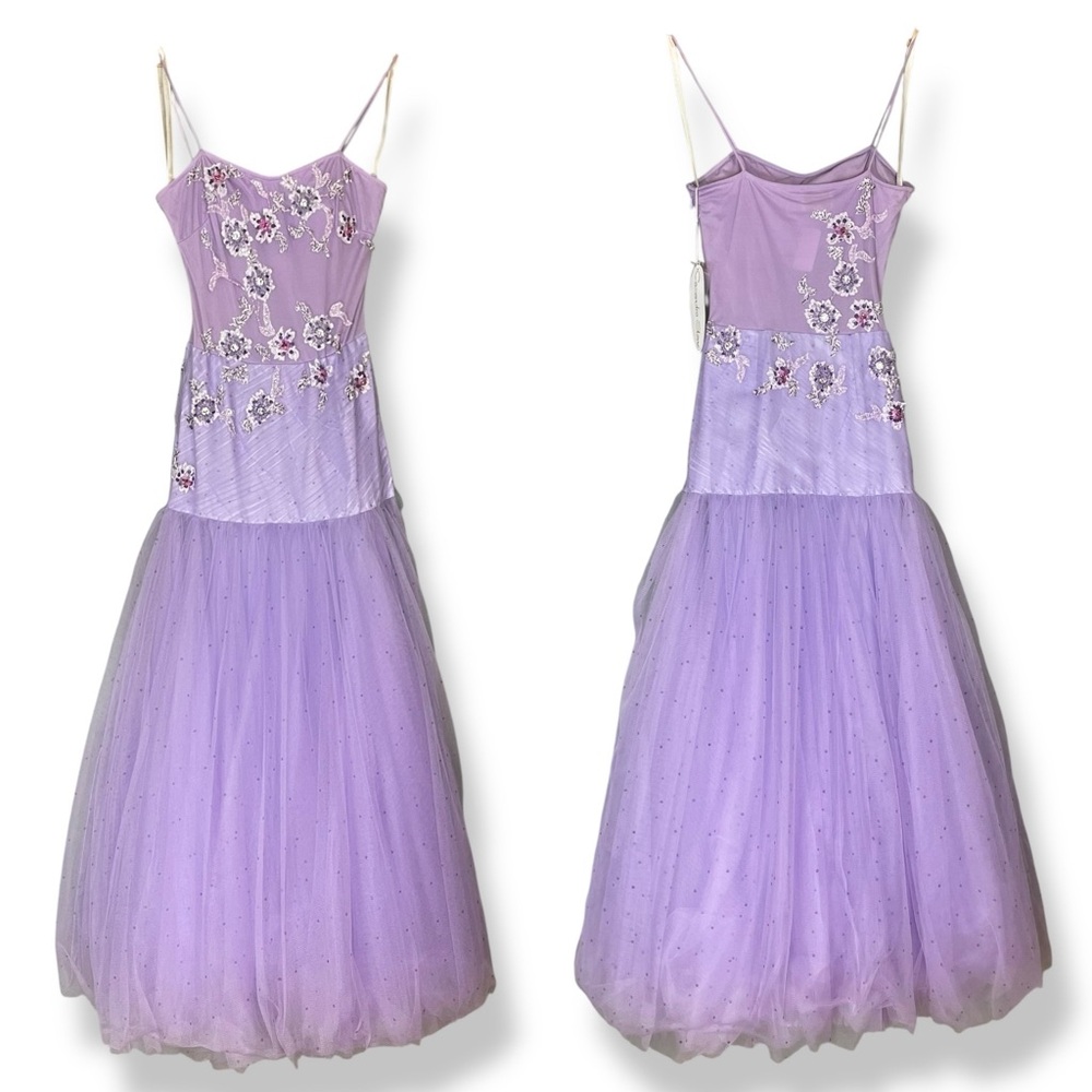 NWT Cassandra Stone Prom Dress Beaded Lace Size 6‎ Drop Waist Purple Lavender